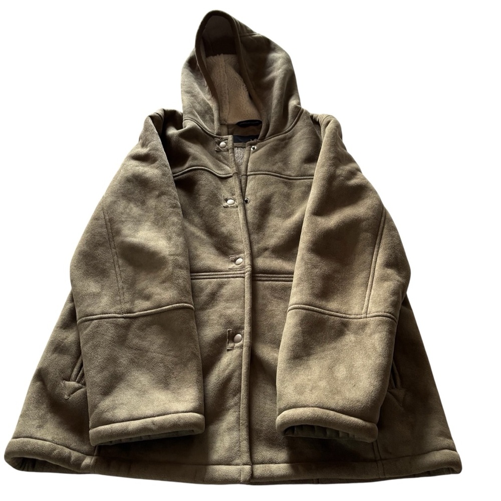 UTEX WOMEN HOODED JACKET SHERPA STYLE LINING SAGE GREEN SZ L POCKETS